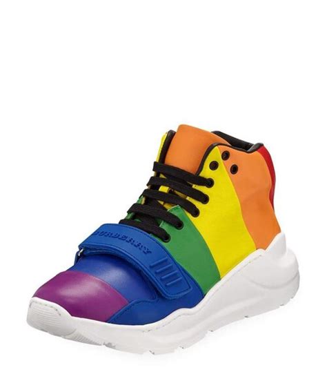 burberry regis sneakers rainbow|Burberry Regis Rainbow Stripe High Men's .